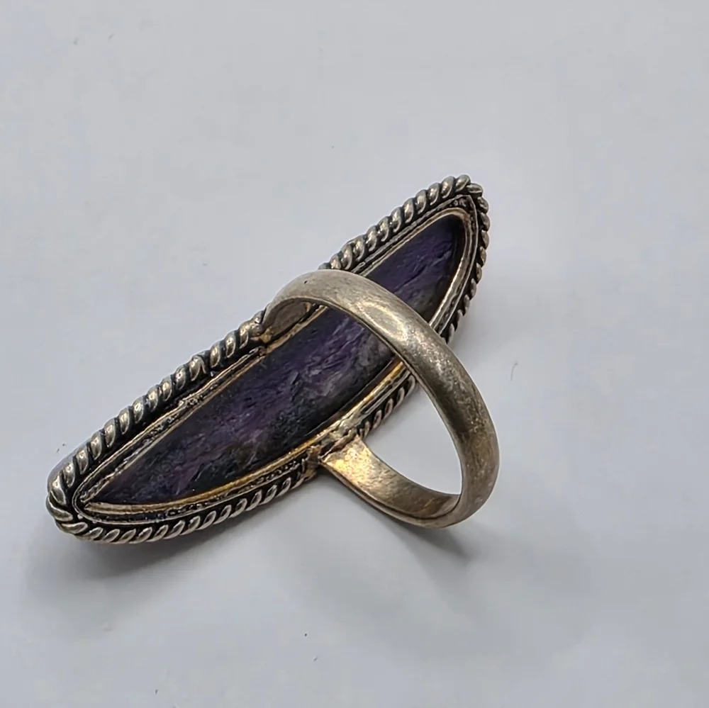 Artisan Sterling Silver Ring Purple Charolite Size 8 - Picture 3 of 7